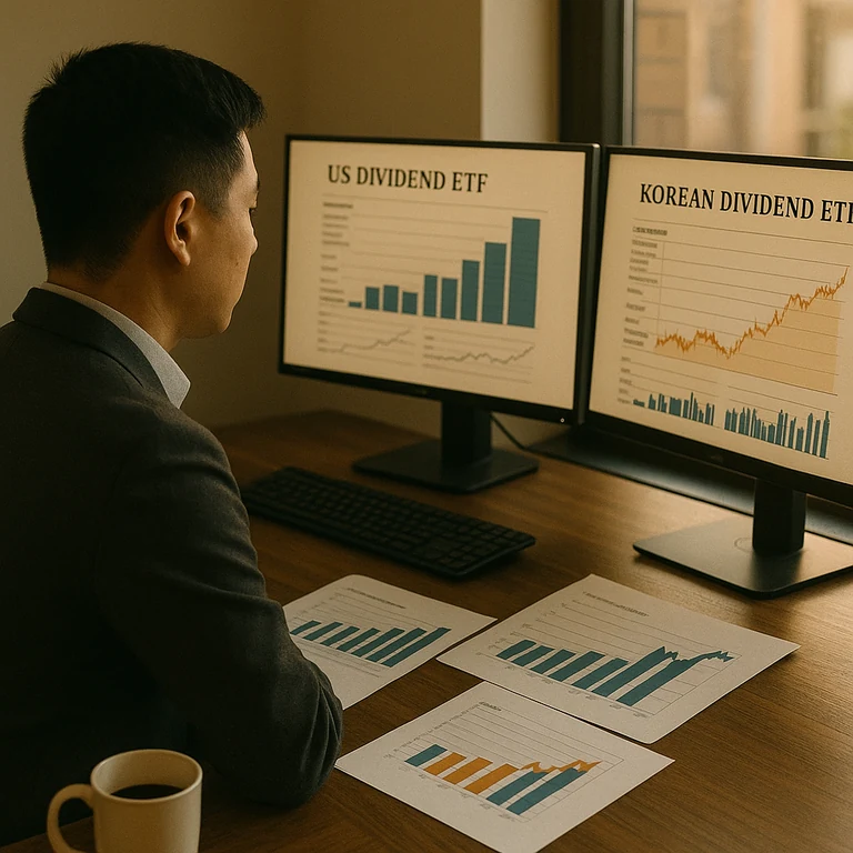 월배당 ETF 포트폴리오와 수익률 화면을 검토하는 장면