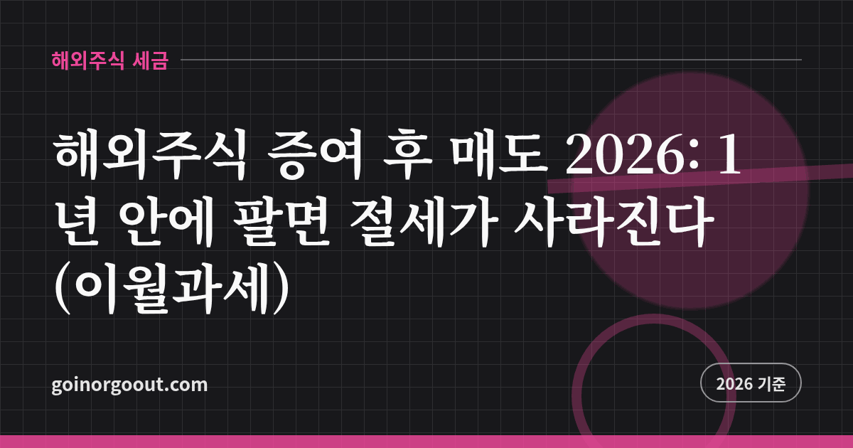 해외주식 증여 후 매도 2026: 1년 안에 팔면 절세가 사라진다 (이월과세)