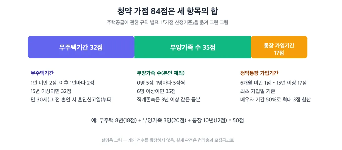 청약 가점 계산 2026: 84점 구조와 무주택기간·부양가족 인정 기준 청약 가점 계산 2026: 84점 구조와 무주택기간·부양가족 인정 기준